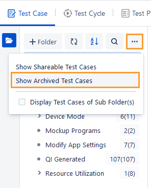 Show Archived Test Cases Show Archived Test Cases