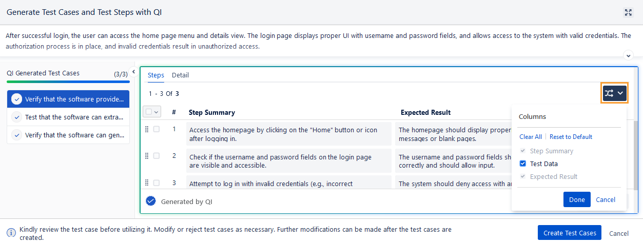 Test Data Column Test Data Column