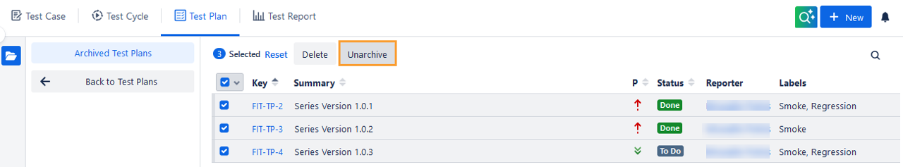 Unarchive Bulk Test Plan Unarchive Bulk Test Plan