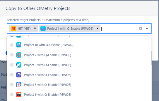 Select Project to Copy Builds Select Project to Copy Builds