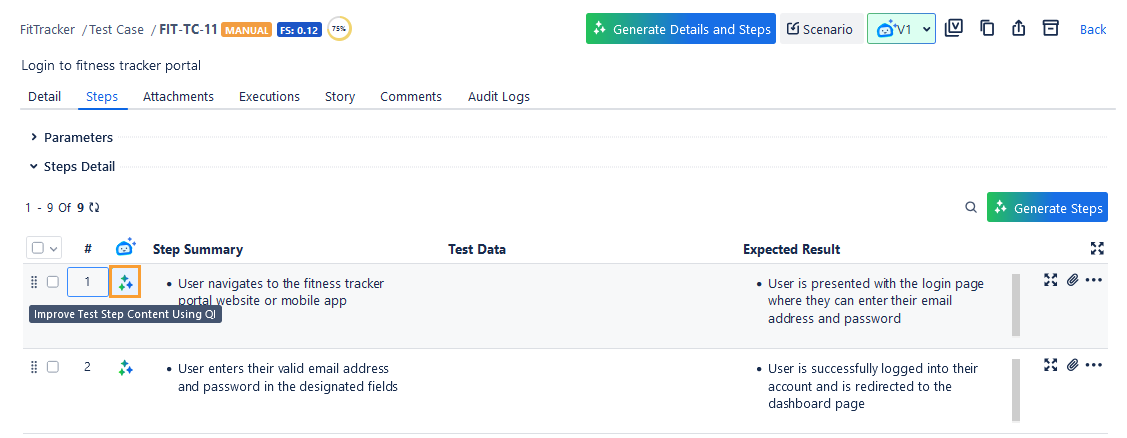 QI Steps Tab QI Steps Tab